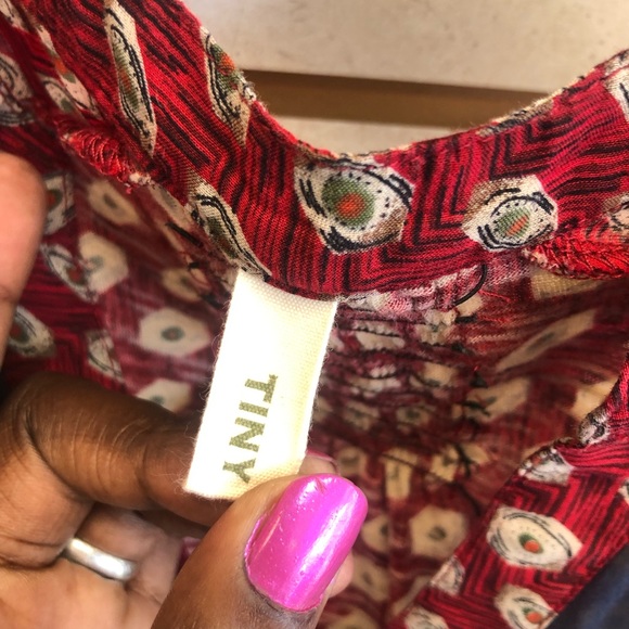 Tiny Navy Floral w/embroidery SL button front. Size S - Picture 3 of 8